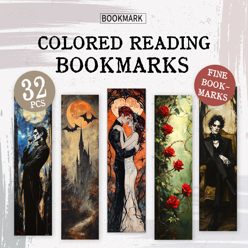 32pcs Vintage Gothic Bookmarks, Dark Aesthetic, Perfect for Teachers, Readers, and Book Lovers, Ideal Birthday, New Year