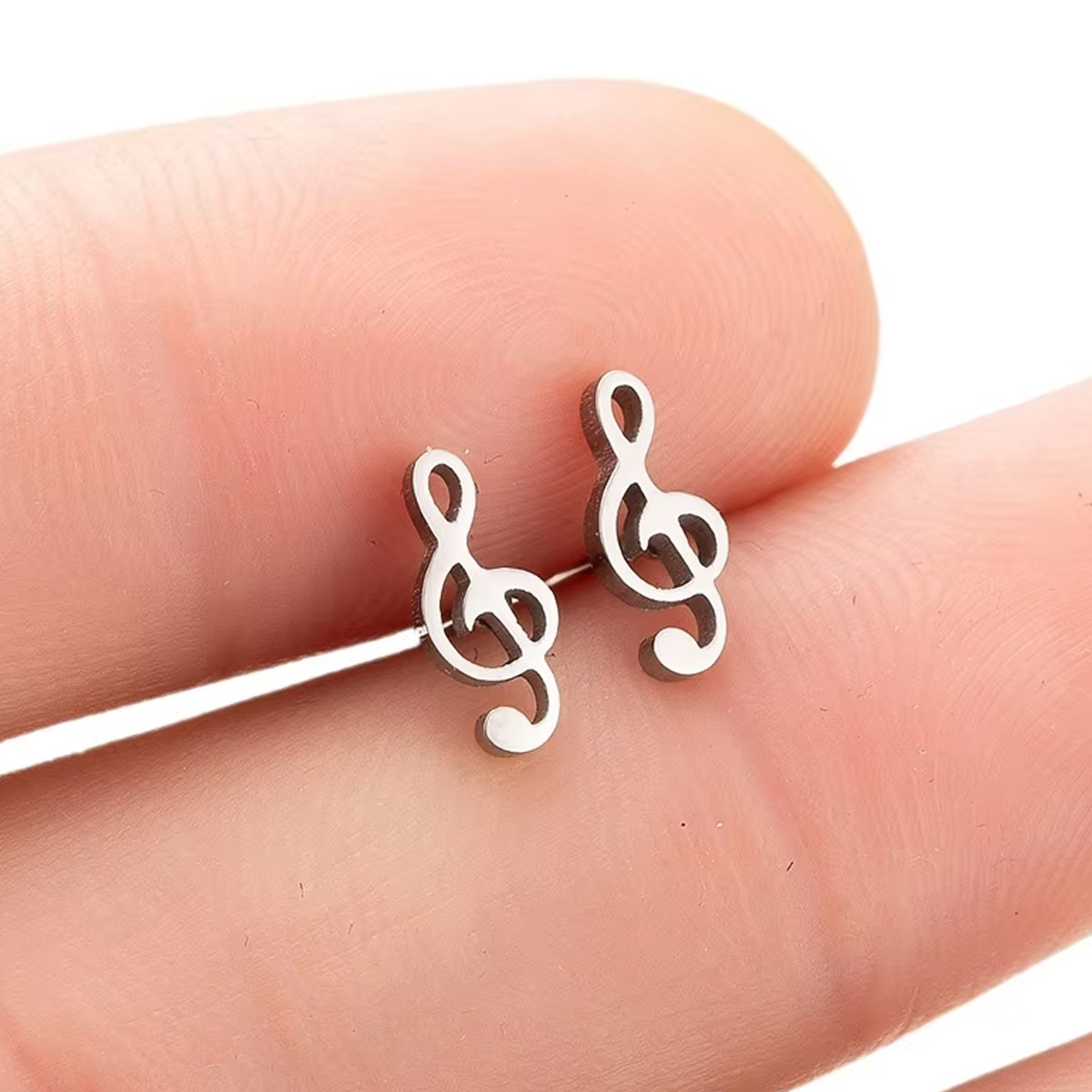 1 Pair Mini Music Earrings Stainless Steel Lovely Small Ear Studs for Women Charm Musical Note Earring Jewelry