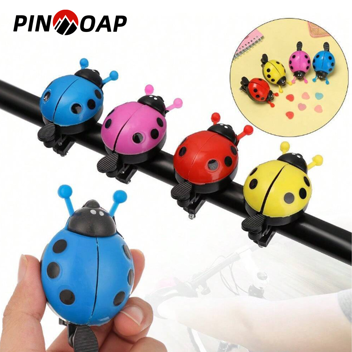 Bicycle Beetle Ladybug Bell Cute Bell Horn Sound Loud And Clear Bicycle Warning Mini Horn Suitable For Children'S Bicycle 1PC