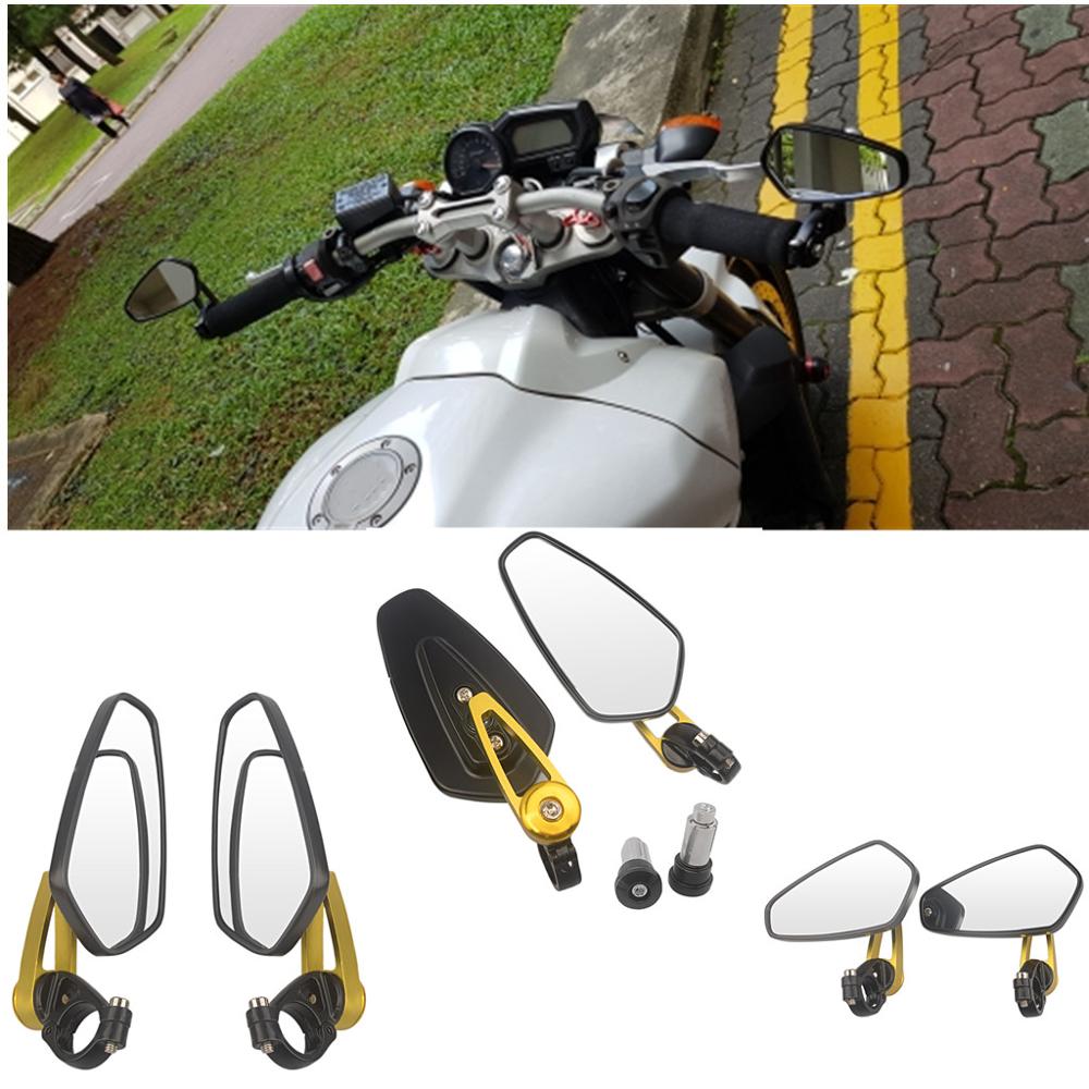 1 Pair 7/8" 22mm Universal Motorcycle Aluminum Rear View Black/Gold/Silver/Red/Blue/Orange Handle Bar End Side Rearview Mirrors