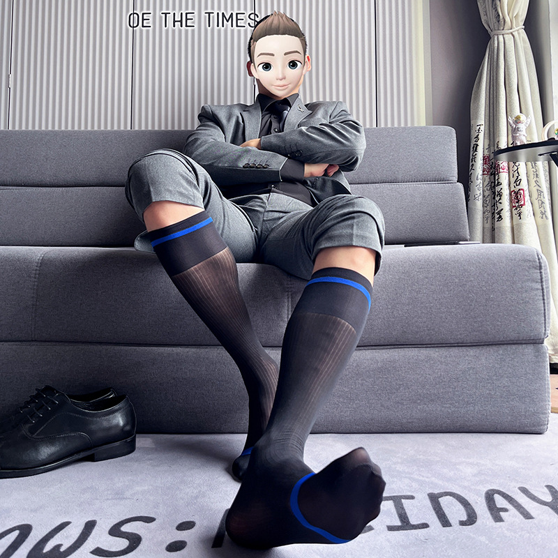 1/3 Pairs Summer Formal Business Gentlemen Long Tube Silk Socks New Breathable Striped Ultra Thin Perspective Suit Socks