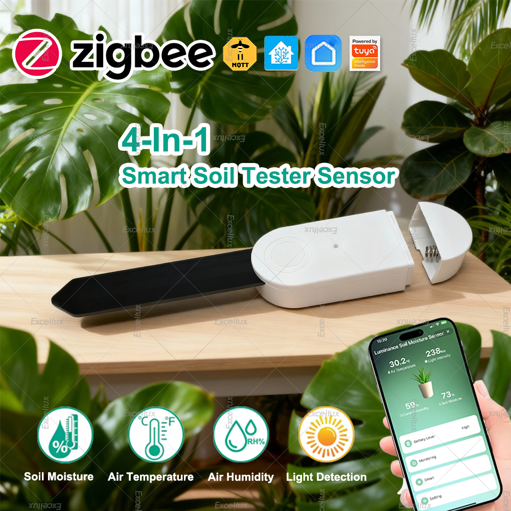 Tuya Zigbee Wireless Soil Moisture Meter Temperature Humidity Tester IP67 Waterproof Detector for Garden