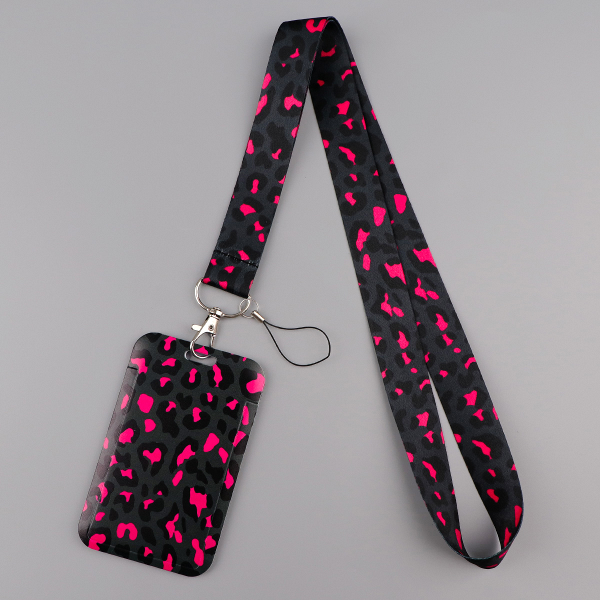 Rose Pink Leopard Print Lanyard Neck Strap Keychain ID Card Cover Badge Holder Mobile Phone Hang Rope Keyring Accessories Gifts