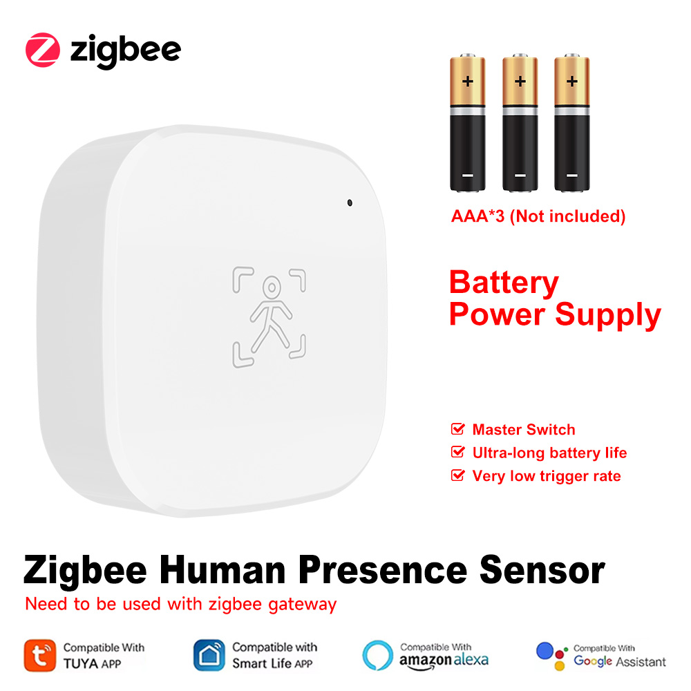 Zigbee 3.0 Human Presence Sensor 24G MmWave Radar +PIR,Luminance detection Use Battery Support Zigbee2mqtt Home Assistant
