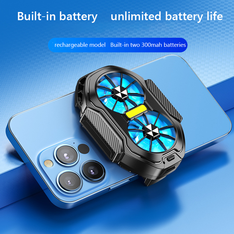 Dual Fan Mobile Phone Cooler Plug-in/Rechargeable Game Heat Sink Type-C Air Cooling for Android IOS PUBG Game Cooler Bles Online DZ-23B-34