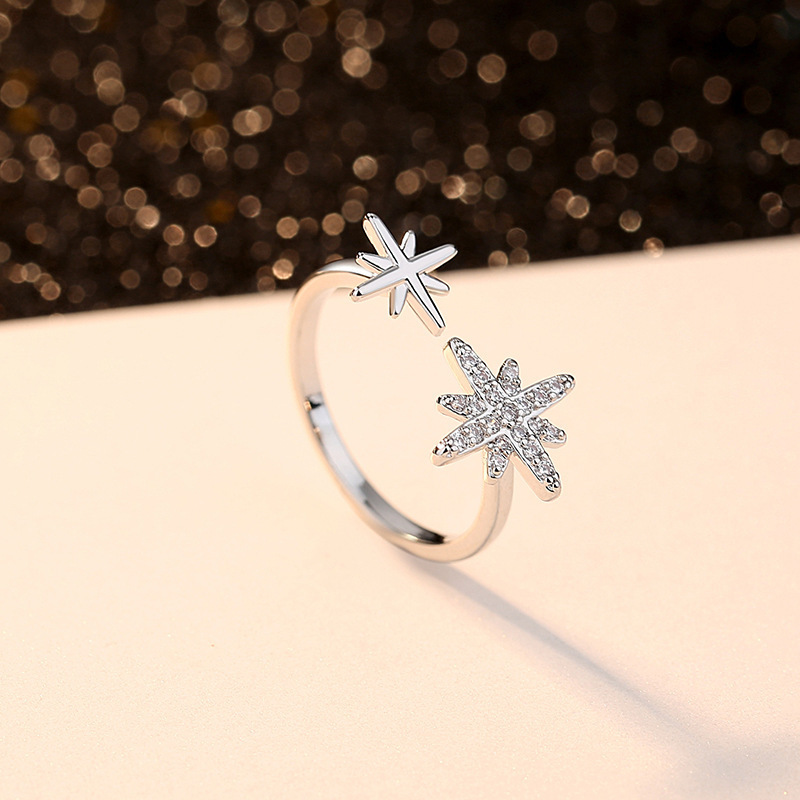 1pcs zircon Multi-Star Ring For Women Sterling Silver Plated Ring With Cubic Zirconia Fashionable Trends Jewelry