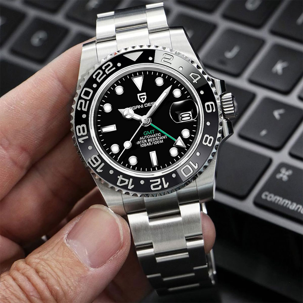 GMT Wristwatch PAGANI DESIGN PD-1662 Automatic Watch 40MM Mens Watch Top Brand Mechanical Watch 100M Waterproof Luminous Watches