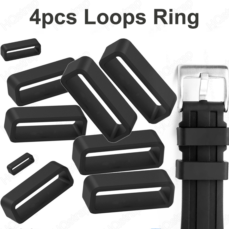 4pcs Watchbands 20mm 22mm 24mm Strap Loops Ring Silicone Watch Strap Holder Lock Replacement Loops Watch Repair Tools