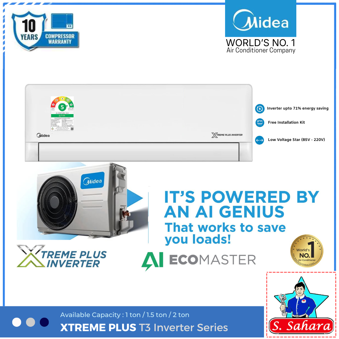 Midea 1 ton XTREME PLUS - AI EcoMaster T3 Inverter WM AC | MSEZB-12HRFN8