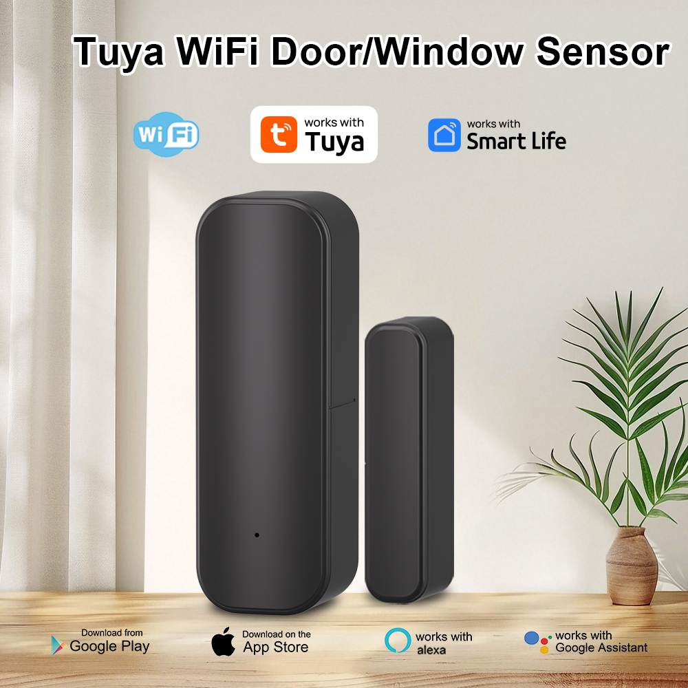 WiFi Door Window Sensor Tuya Smart Home Wireless Door Open Close Detectors APP Remote Alarm Work with Alexa Home