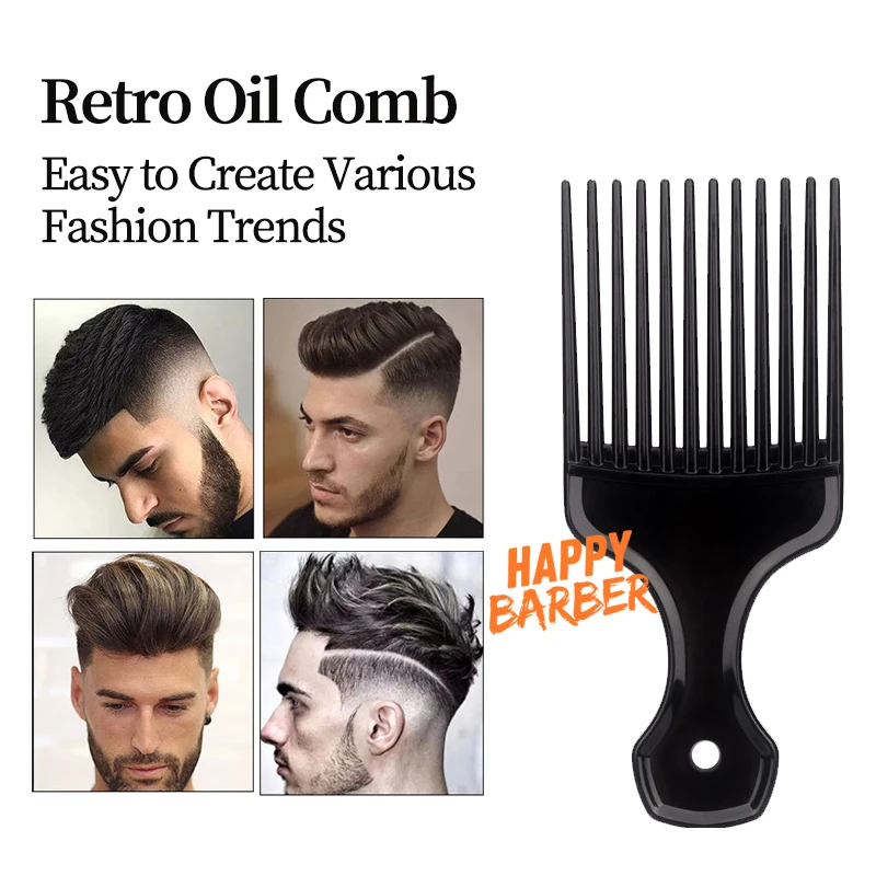 Afro Natural Curly Hair Comb Pick Hair Parting Comb African Braiding Comb Wide Teeth Retro Oil Head Styling Tool For Man Women