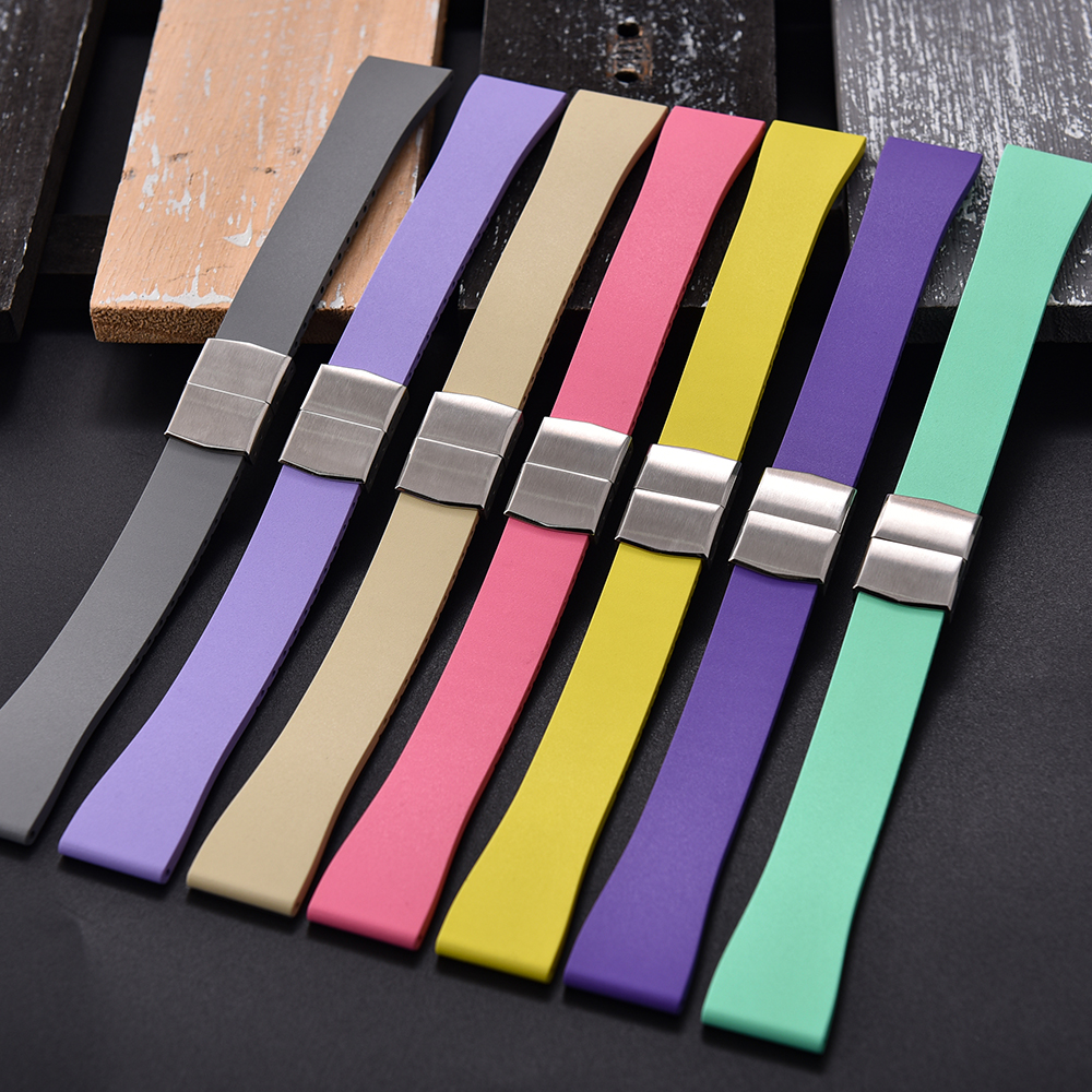 16 18 19 20 21 22mm Fluoro Watch Band CTS FKM Strap Universal Adjustable Fast Release Bracelet Cut to Size For Men Women