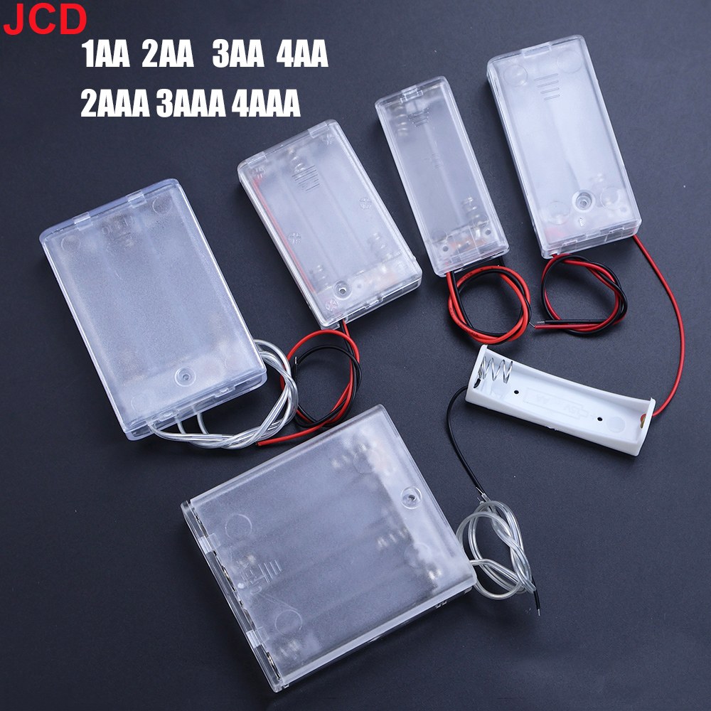 JCD 1piece Plastic Transparent 1/2/3/4AA And 2/3AAA Size Power Battery Storage Box Bracket With Lead Battery Socket No. 5 And 7