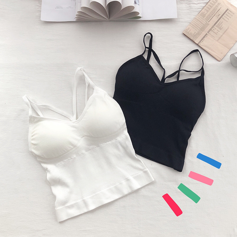 Women Cotton Lingerie Push Up Bra V Neck Tube Top Fashion Solid Color Underwear Female Soft Brassreie With Chest Pad