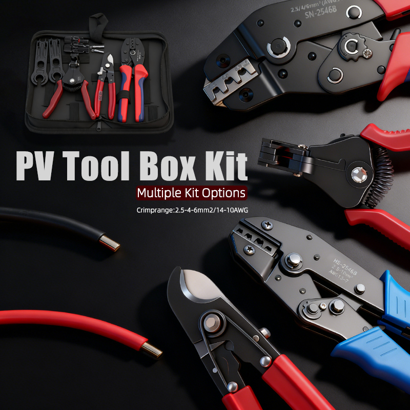 Solar Photovoltaic Tool Kit, suitable for 2.5/4/6mm² wires, equipped with wire stripper, solar wrench and solar connector set