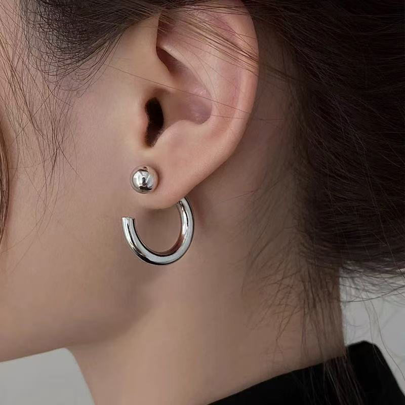 Vintage Half Round Hoop Earrings For Women New Trendy Metal C- Shaped Geometric Earrings Casual Jewelry Accessories