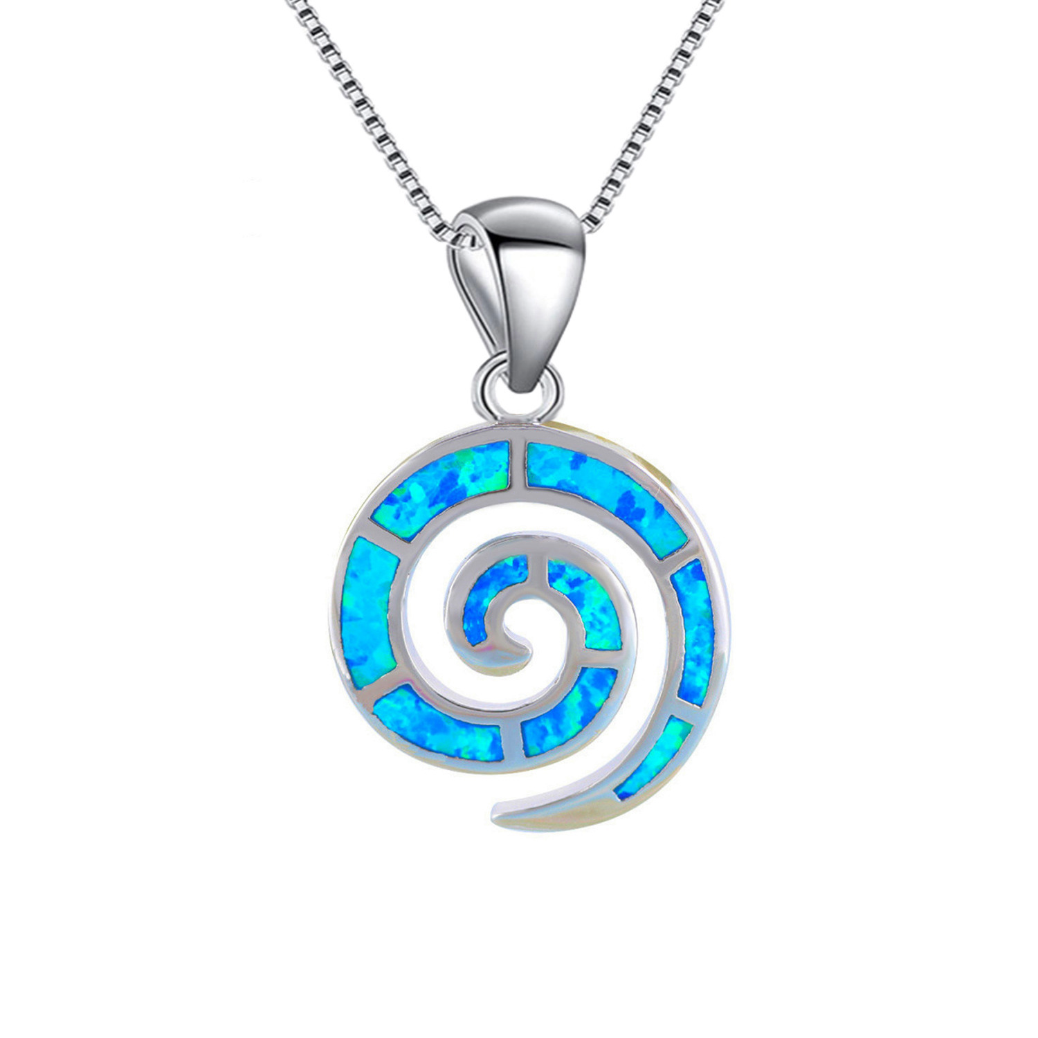 Greek Key Necklace with Blue Opal,Symbol of Eternity and Harmony,White K Plated Minimalist Dainty Daily Jewelry Gift for Women