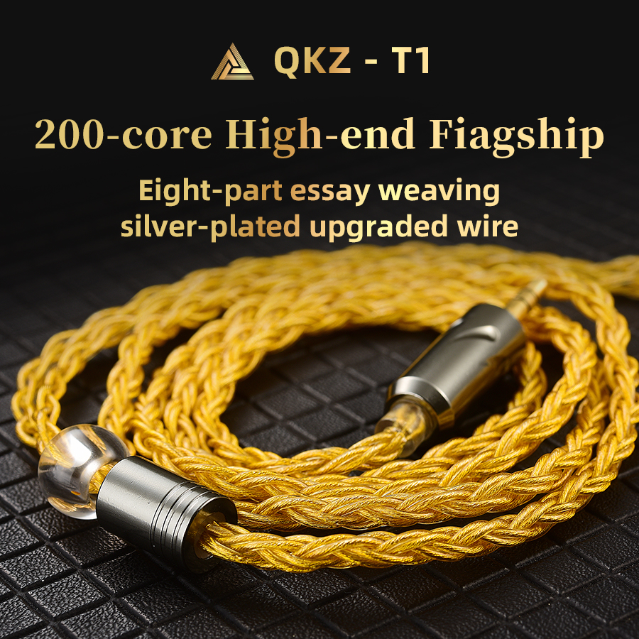 QKZ T1 Earphone Upgrade Cable 8 Core Silver Plated 2Pin 0.75mm 3.5mm HiFi IEM Cable for QKZ ZXN ZXT EDX HBB Wired Headphones