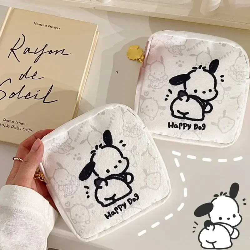 Kawaii Pochacco Anime Figure Sanitary Napkin Storage Bag Cute Cartoon Mini Coin Purse Portable Cosmetic Bag