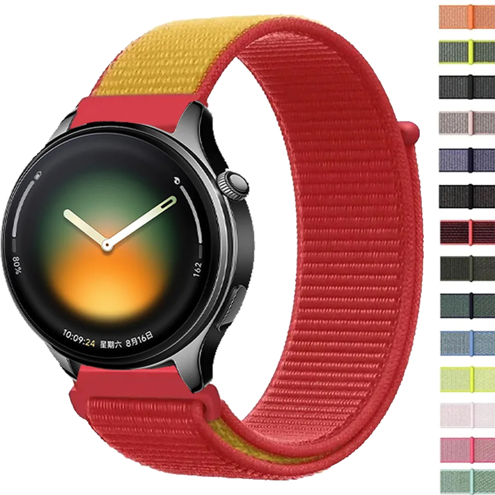 22mm 20mm Nylon Loop Band For Xiaomi Watch 5 Flag Style Breathable Bracelet For OPPO Watch S/X2/X Realme Watch 5/S/3/2 Watchband