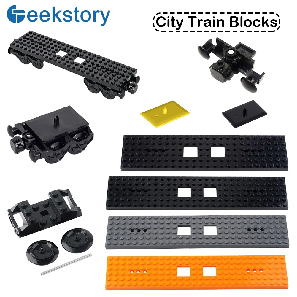 MOC City Train Base Wheel Tracks Top Base Plate Building Blocks Bricks Assembled Technical Parts DIY for Legoeds EV3 4025 92336