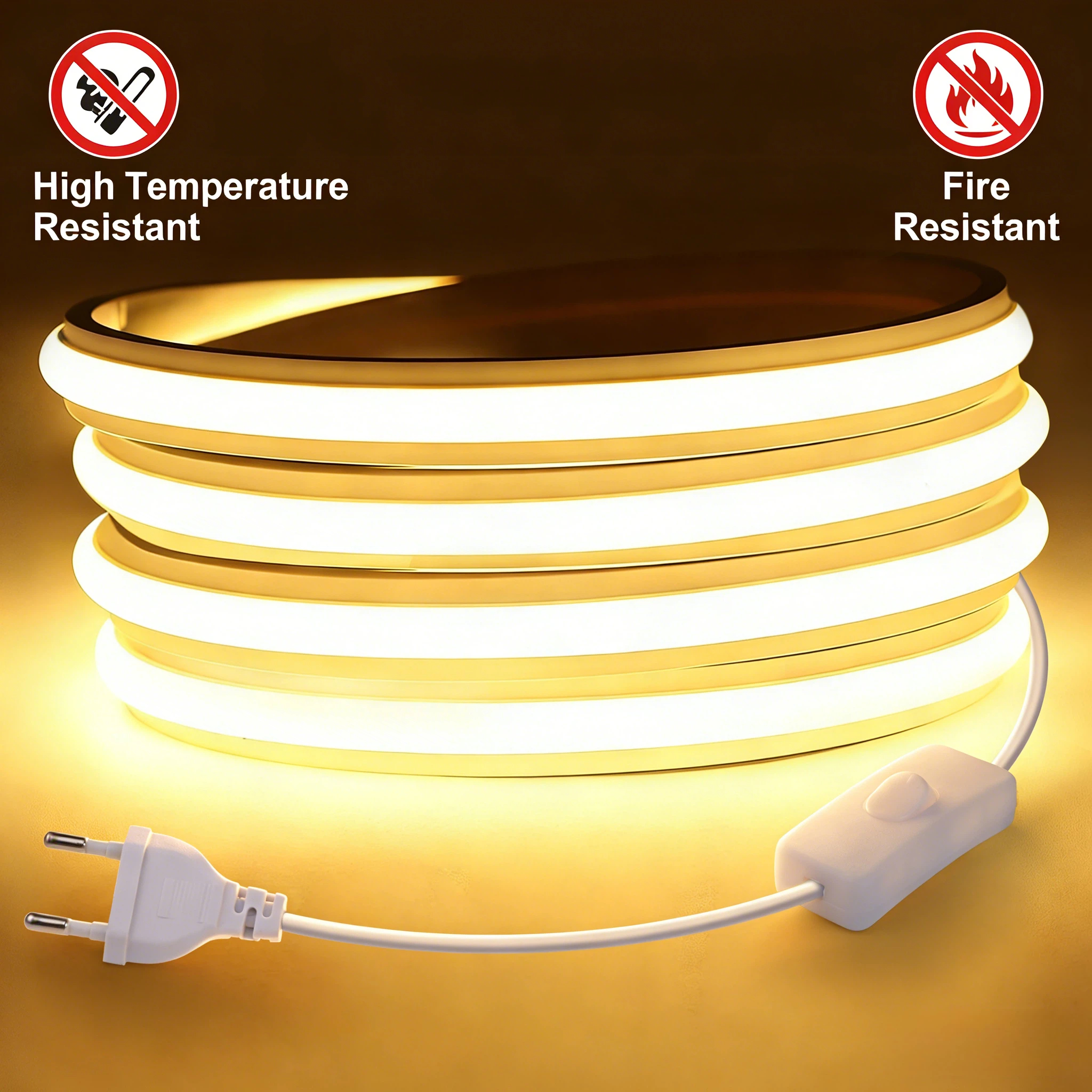 220V COB LED Strip Light RA90 Super Bright 280LEDs/m Flexible Outdoor Lamp Waterproof LED Tape With EU Power Plug