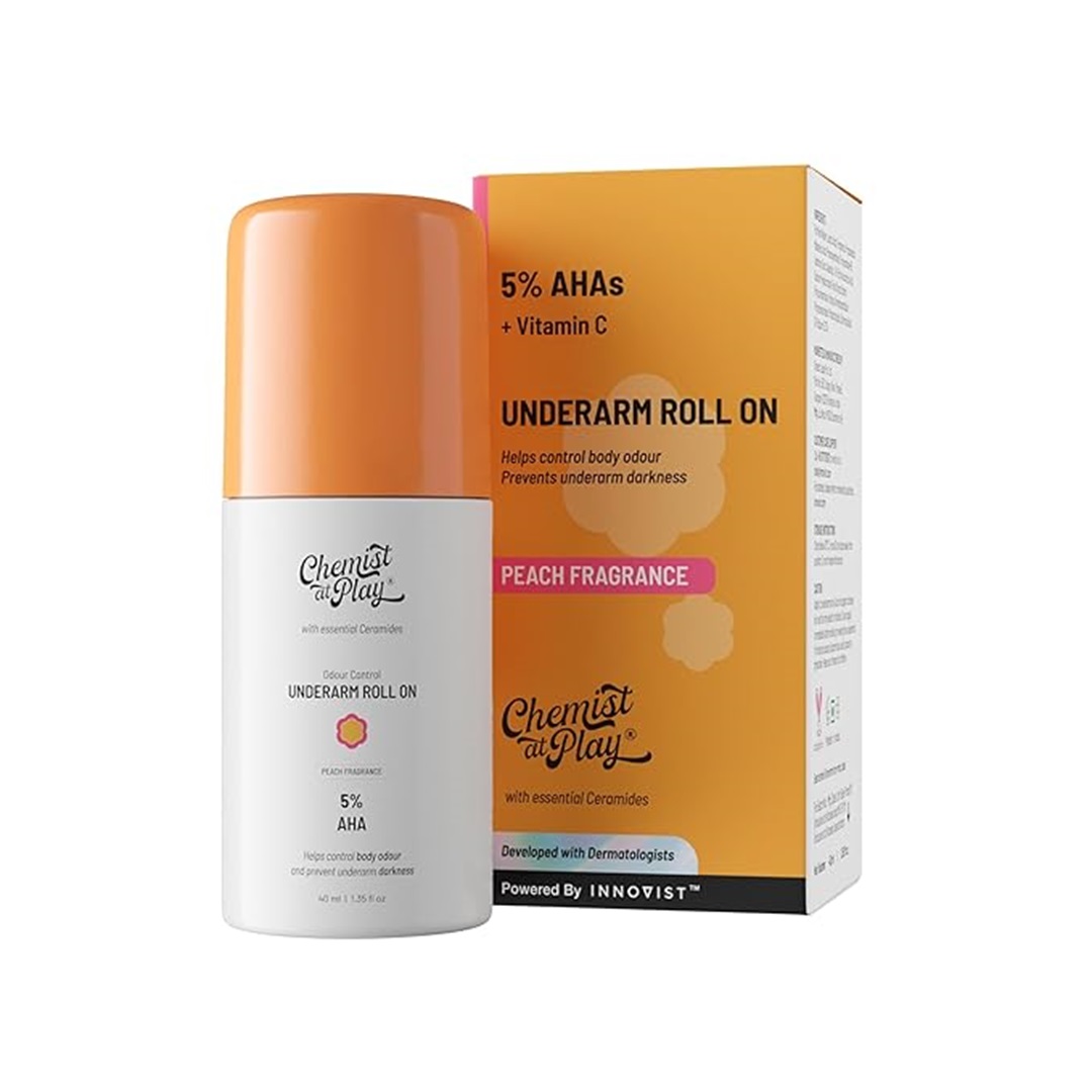 Chemist At Play Under Arm Roll On - Peach Fragrance - 40ML (5% AHAs + Vitamin C) - image 1