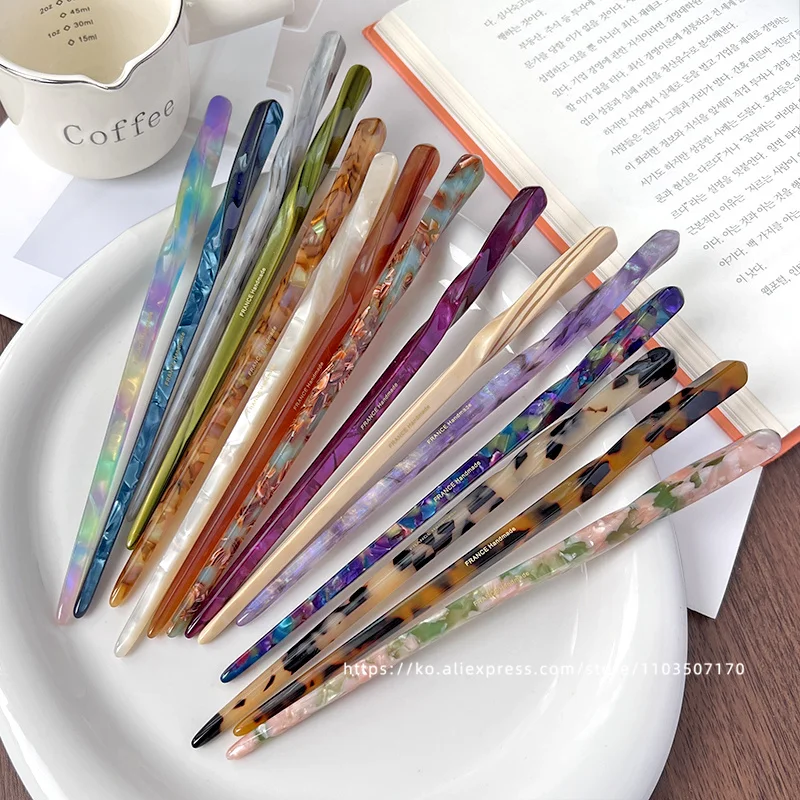 Korean FRANCE Simple One Word Long Plate Hairpin Vintage Flower Bud Hair Insert Ancient Hanfu Chopsticks Hairpin