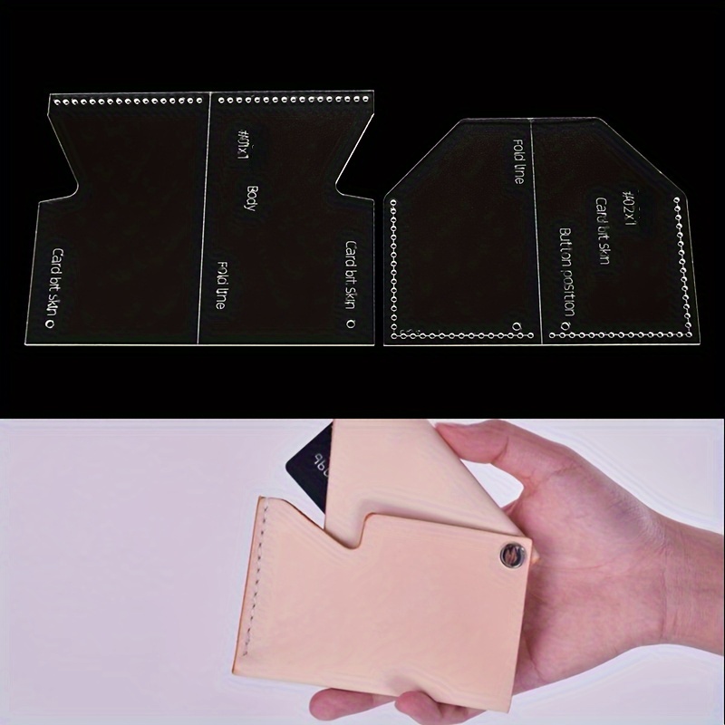 2 Pcs DIY Wallet Card Bag Template Acrylic Mold Durable Stencils Coin Purse Wallet Handmade Leathercraft Mould Leather Tool