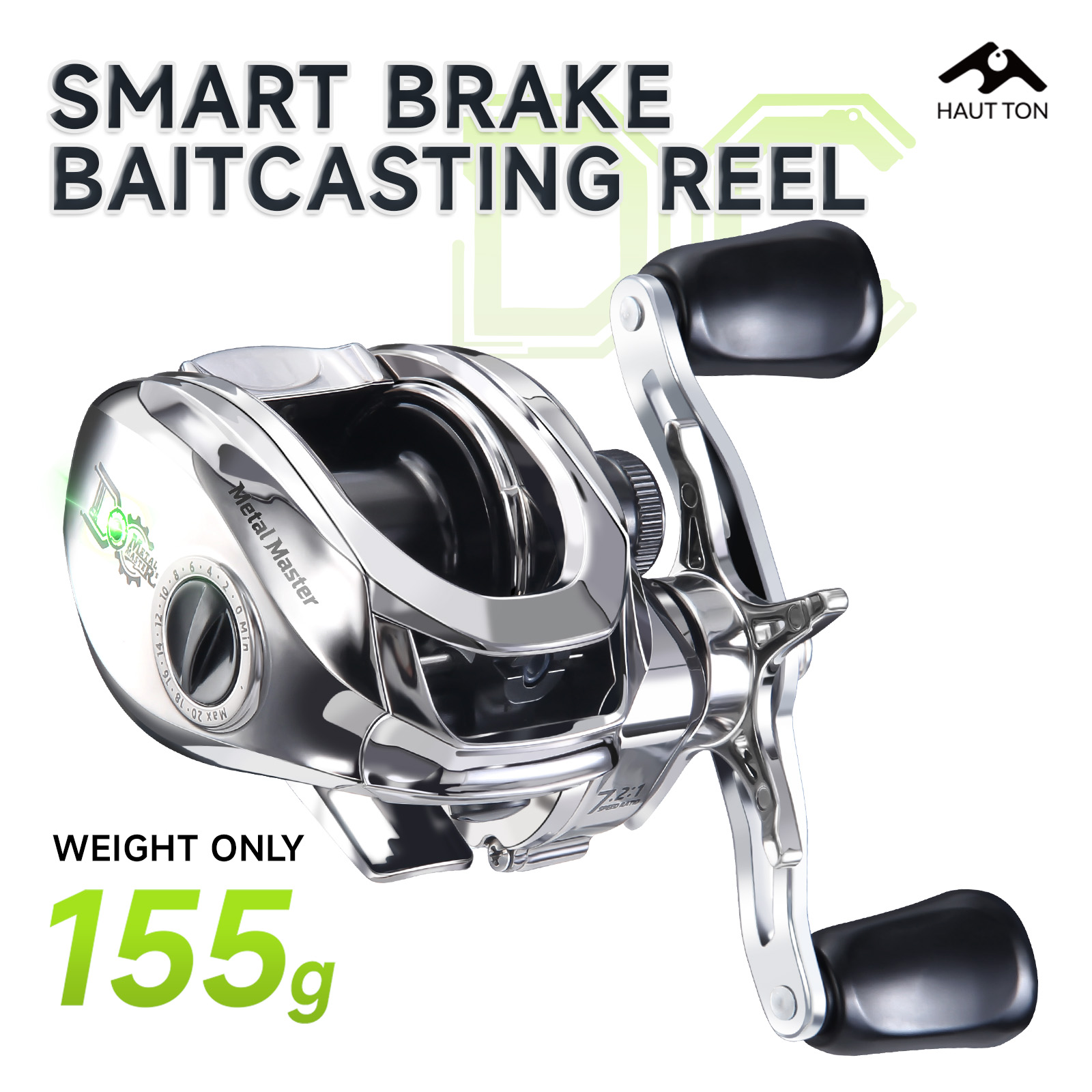 HAUT TON DC Brake Baitcasting Reel 5+1BB 7.2:1Gear Ratio 5KG Max Drag High Quality Aluminum Alloy Gear Lightweight Fishing Reel