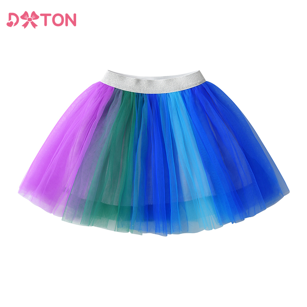 DXTON Baby Girls Dance Tutu Skirt Colorful Chiffon Splicing Children Dancewear Petiskirt Tulle Toddler Mini Skirt Clothes Wear