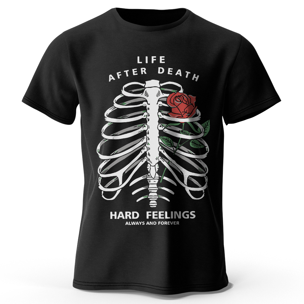 Live After Death Dark Printed T-Shirt 100% Cotton Oversized Street Graphic Tees for Men Women Summer Tops