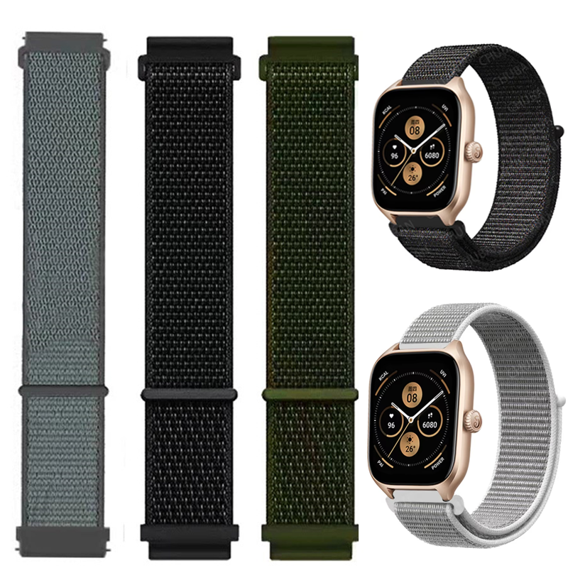 Nylon For bip 6-5-3/u/S/pro Sport 20mm/22mm Bracelet for Active 2 GTS 4/3/2/2e/4 Mini/GTR 4/3 Pro/2/2e loop band