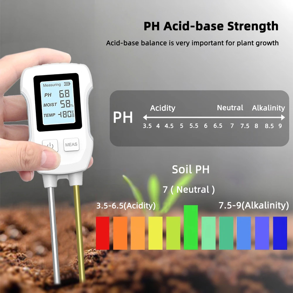 3 In1 Soil PH Tester LCD Screen Soil Thermometer Digital Plant Temperature Environment Humidity Meter for Flower Plant Potted