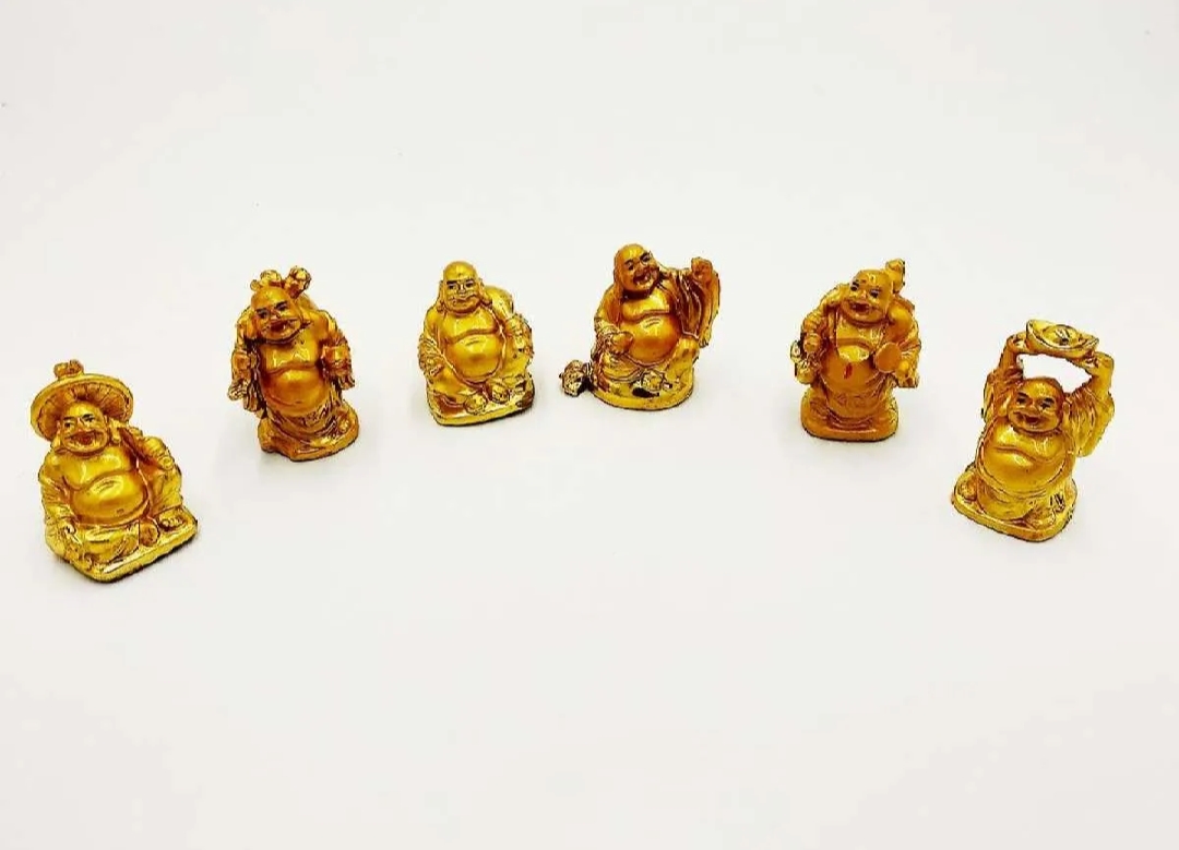 Laughing Buddha Statue Symbol of Good luck 6 piece