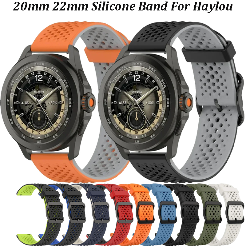 20mm 22mm Silicone Band For Haylou Watch 4/Haylou Solar 5/Ultra Breathable Correa For Haylou Watch 2 Pro/RS5 R8 S8 S6/Solar Plus
