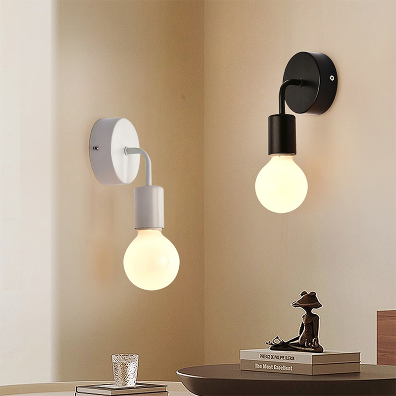 Nordic Modern Wall Lamp Iron Black E27 Indoor Lighting Bedside Bedroom Bathroom Lamp Sconce Wall Light Fixture Industrial Decor