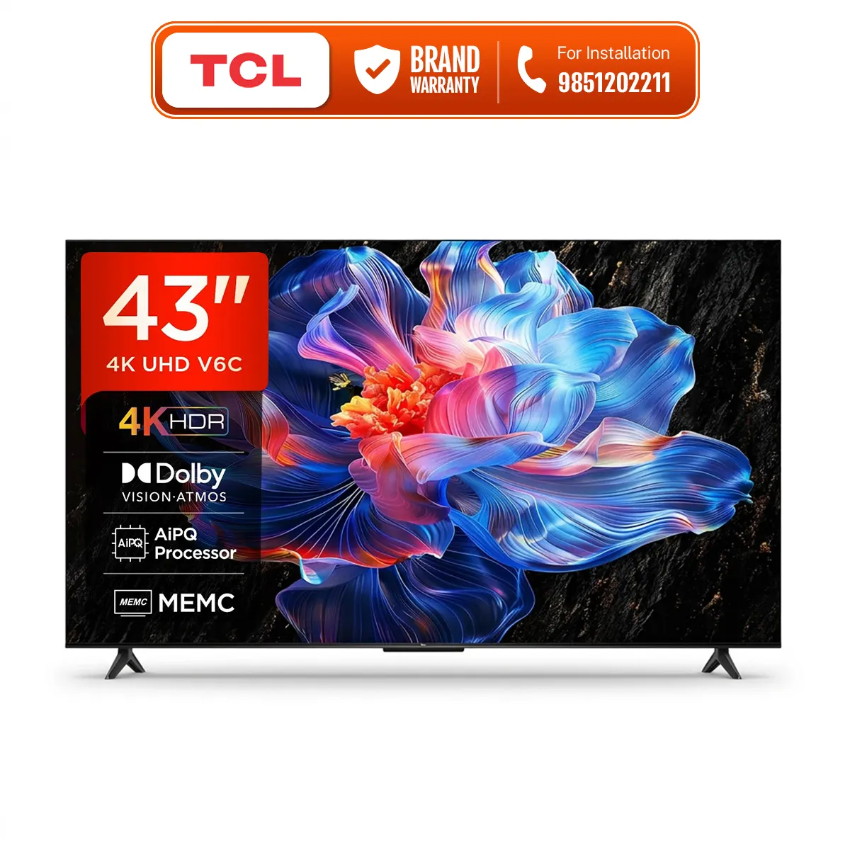 TCL 108 cm (43 inches) Metallic Bezel Less Series 4K Ultra HD Smart LED Google TV 43V6C (Black) - image 1