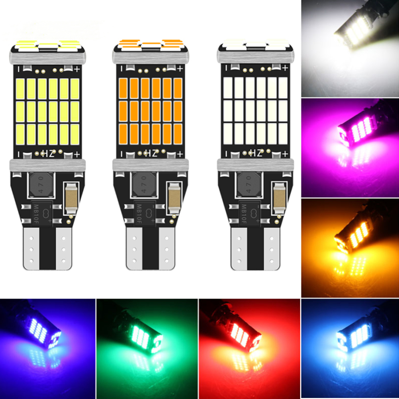 4pcs T15 W16W 921 912 Car LED Bulbs Led Canbus No Error 45pcs 4014SMD Replace For Car Tail Reversing Light Car Lamp White Amber