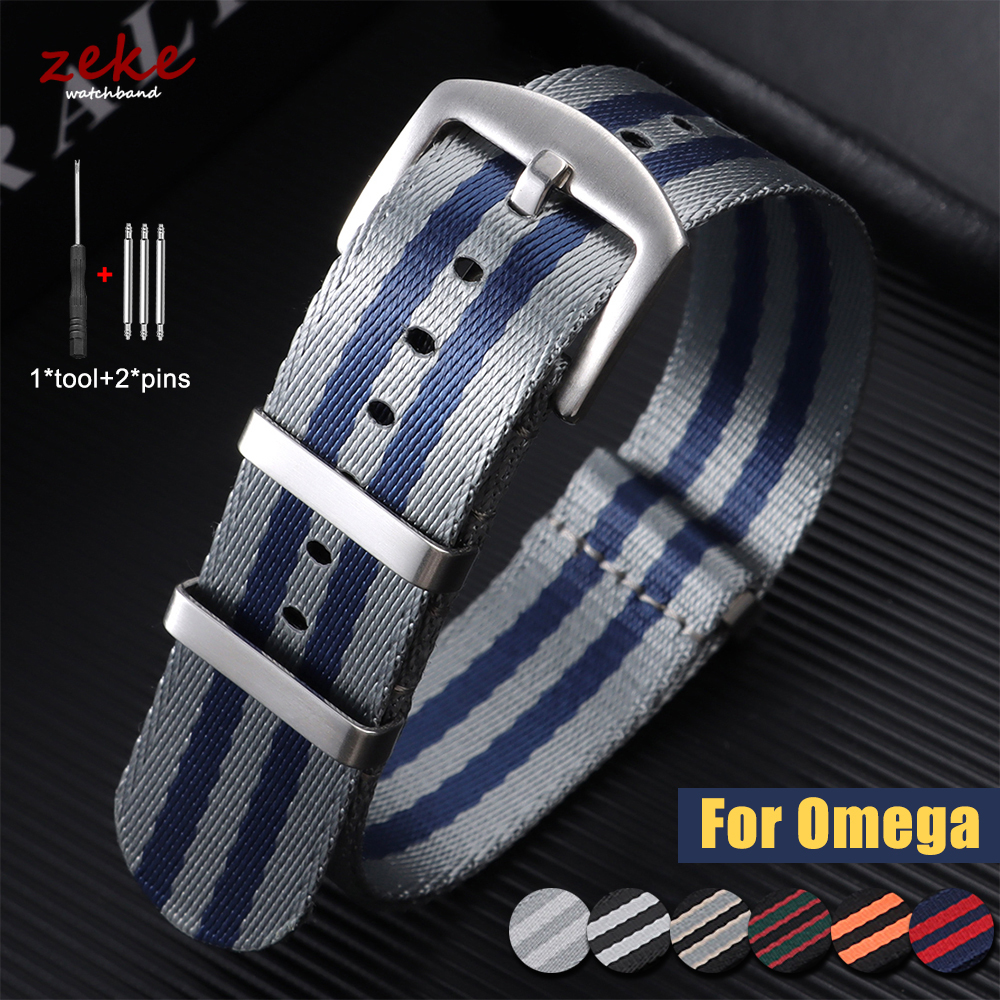 18mm 20mm 22mm Bracelet for Omega Ribbed Nylon Watchband Nylon Watch Strap Black Green Watchband for Sports Watch Band