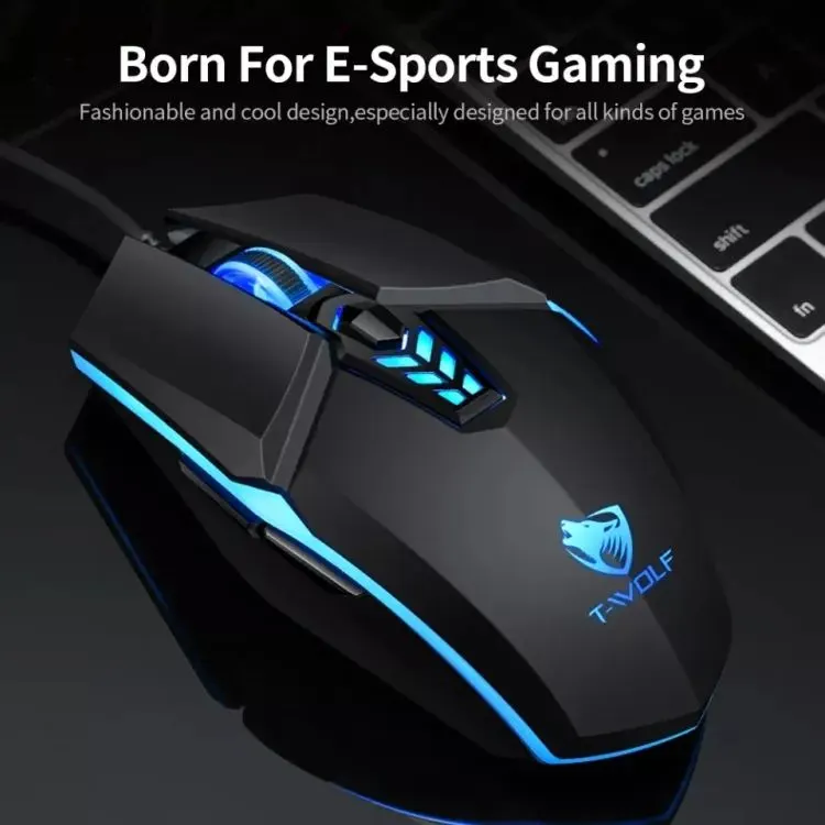 T-Wolf G510 GD Professional Wired Gaming Mouse - 6 Buttons 4 Color 800-3200 Adjustable DPI