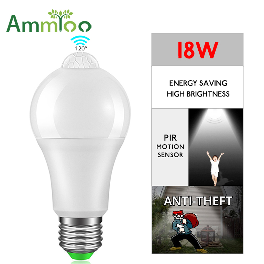 PIR Motion Sensor LED Lamp 85-265V E27 B22 12W 15W 18W 20W PIR Sensor Bulb Auto On/Off Porch Stairs Garage Security Light