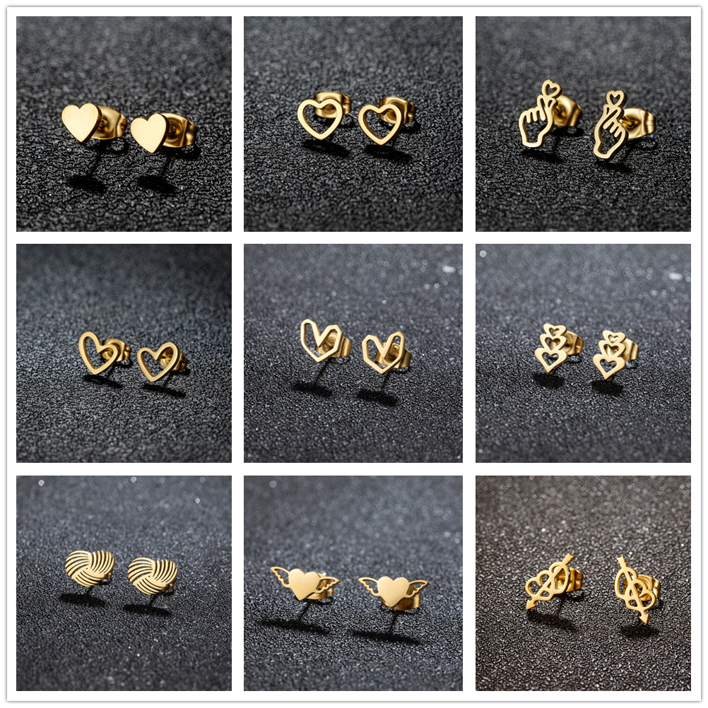small love heart stainless steel women's earrings Valentine's Day hypoallergenic Ear piercing stud earrings jewelry