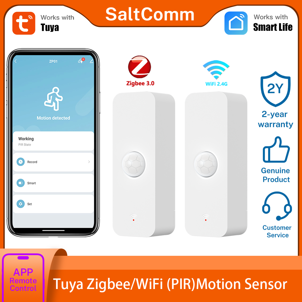 Tuya WiFi Zigbee 3.0 PIR Motion Sensor Smart Home Security Human Body Infrared Detector Works with Alexa Home