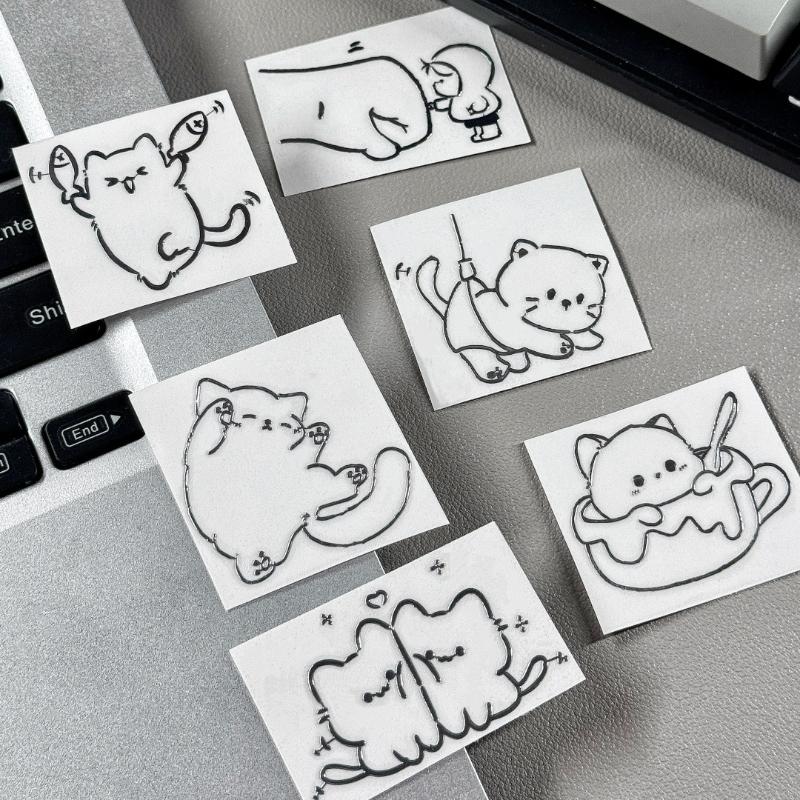 Waterproof 3D Metal Stickers - Girl & Cat Cartoon Characters | For Phone Case, Laptop DIY Decoration
