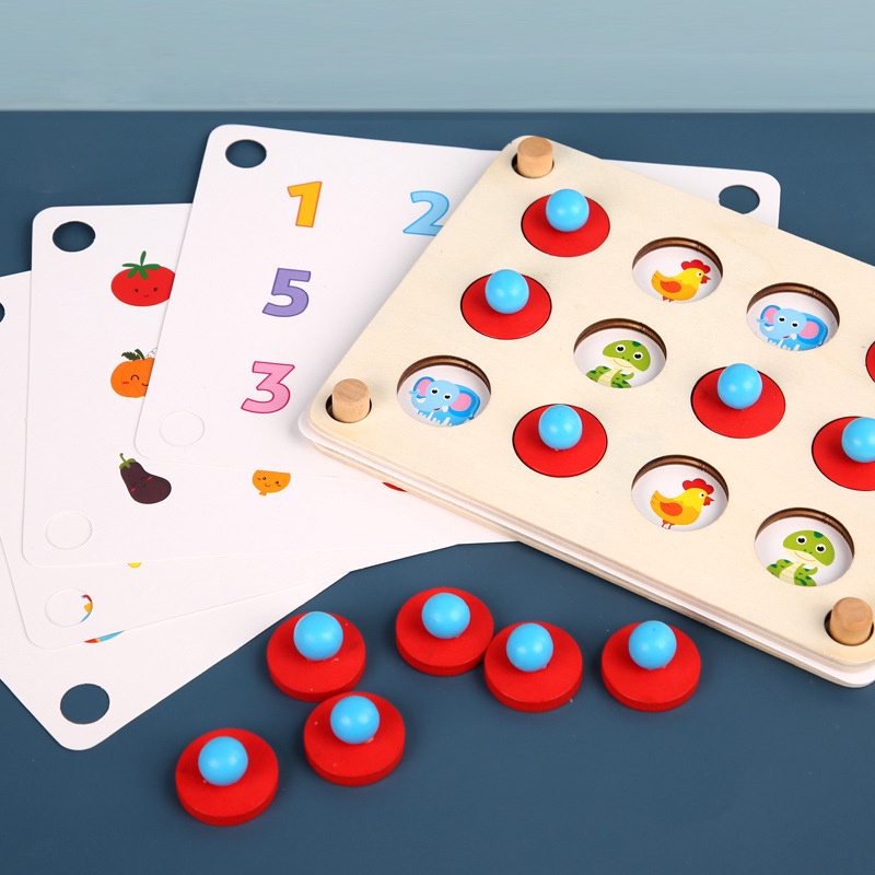 Educational Wooden Kids Toys Memory Games Match Fruit Animals Interactive Toys for Children 6 to 10 Years