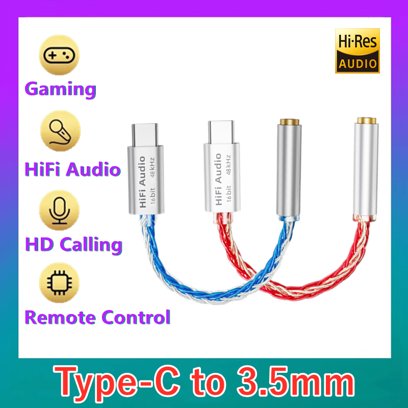 Type C to 3.5mm Jack AUX USB Cable HiFi Audio Amp Headphone Adapter HD Mic for QKZ KZ Earphone iPhone16/15 Samsung Xiaomi Huawei