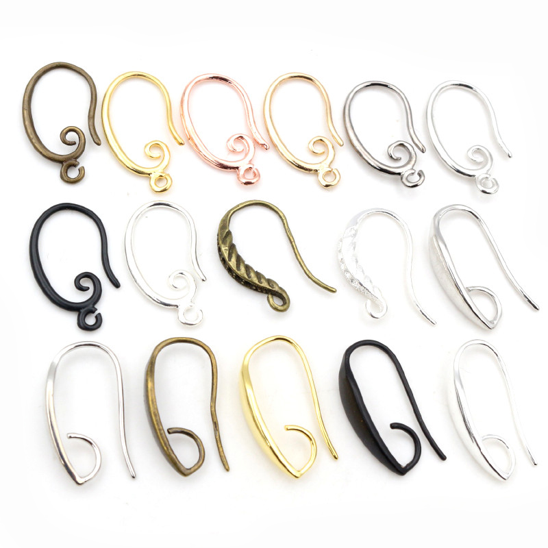 10pcs 3-Styles High Quality Classic Bronze Gold Silver Plated Brass French Earring Hooks Wire Settings Base Whole Sale