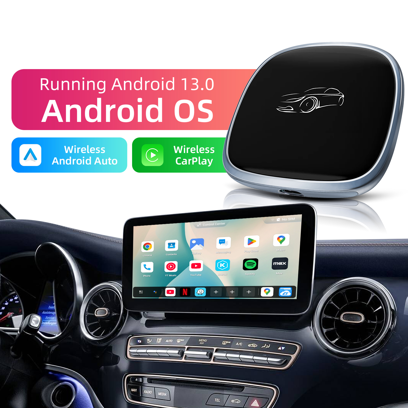 Ezonetronics CarPlay Android Ai Box Wired To Wireless Android Qualcomm Octa-core 4G+64G Plug and Play