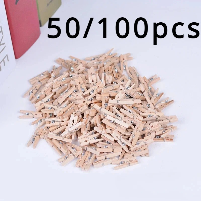 50/100/200 Pcs Mini 25mm Natural Wooden Clips Photo Clips Clothespin DIY Wedding Party Wooden Clip Clips Pegs Dropshipping